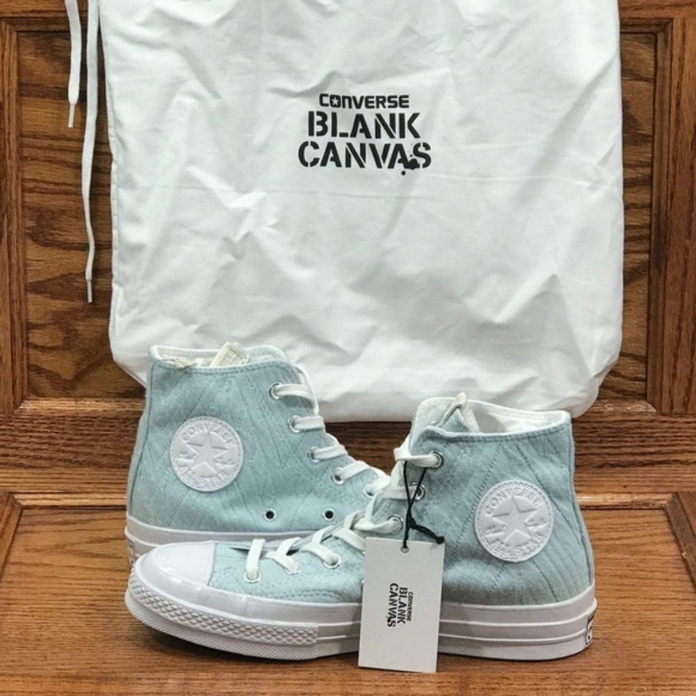 Converse Chuck 70‎ Hi Blank Canvas Blue Jacquard Sneakers 156297C Size Women 8